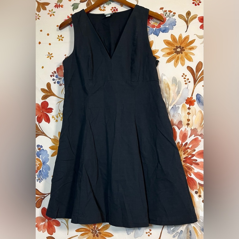 A new day 14 Black Cotton Blend VNeck Side Zip Spring Preppy Sleeveless Dress
